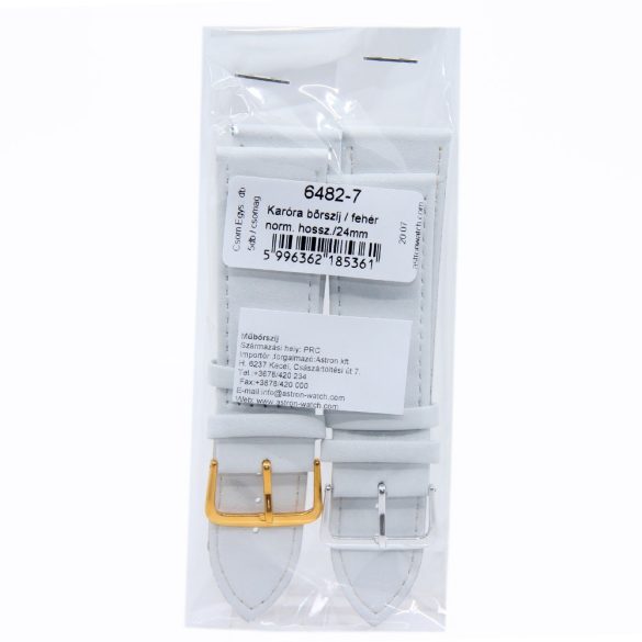 Karóra szíj, műbőr, fehér színű, 75+115/24 mm