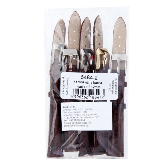 Karóra szíj, sötétbarna színű, 65+105 / 12 mm