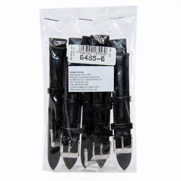 Minőségi bőrszíj, fekete ezüst, 75+115/16 mm