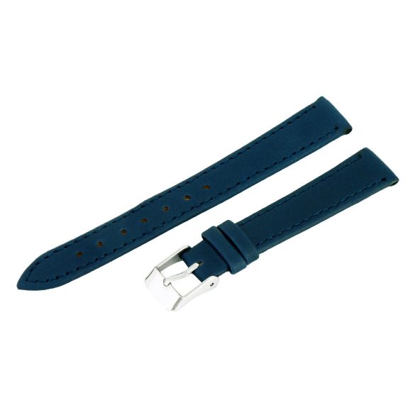 Karóra bőrszíj, kék színű, varrott, 65+105 mm / 14 mm