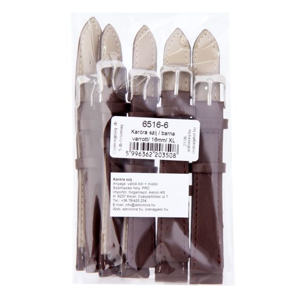 Karóra szíj, sötétbarna színű, 85+125 / 16 mm XL