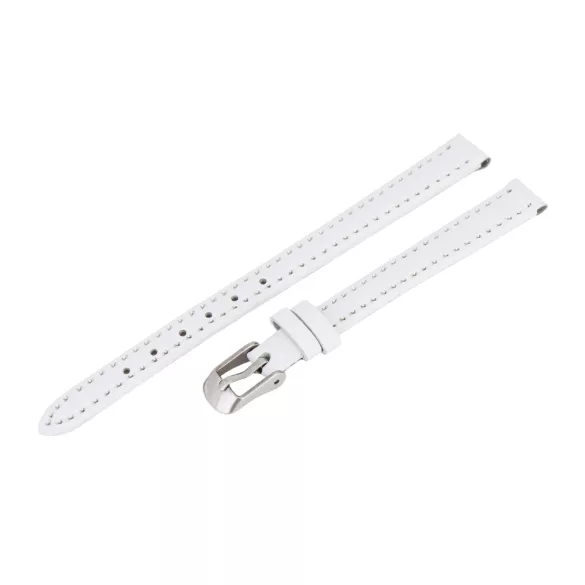 Karóra szíj, fehér ezüst bőrszíj, 75+115 / 10 mm XL
