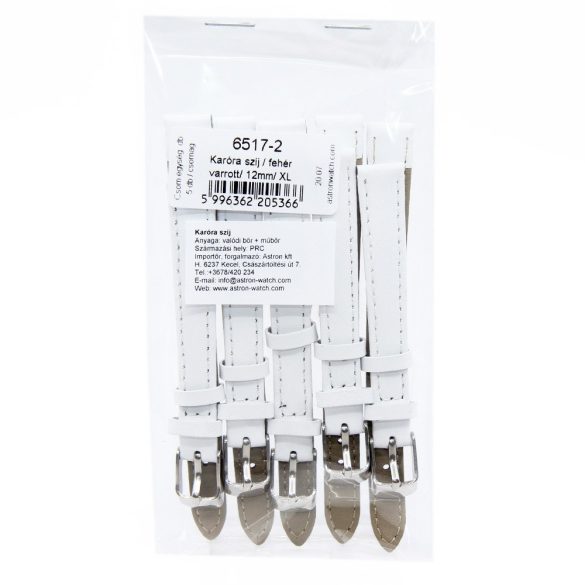 Karóra szíj, fehér színű, 75+115/12 mm XL