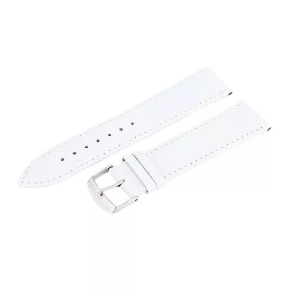 Karóra szíj, varrott dizájn, fehér színű, mérete 85+125 mm / 24 mm XL