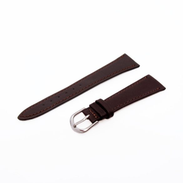 Karóra bőrszíj, sötétbarna ezüst színű, 75+115 mm/20 mm