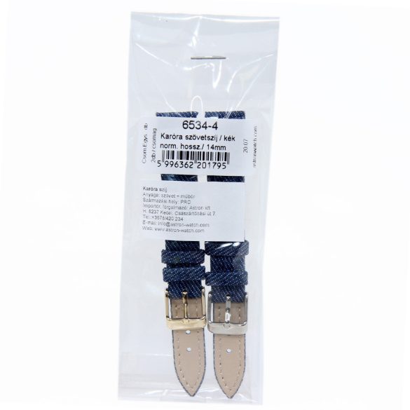 Karóra farmerszíj, kék ezüst, 65+105 mm/14 mm