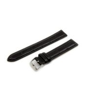 Karóra szíj, valódi bőr, fekete ezüst 75+115 mm/18 mm Karóra szíj, valódi bőr, fekete ezüst 75+115 mm/18 mm