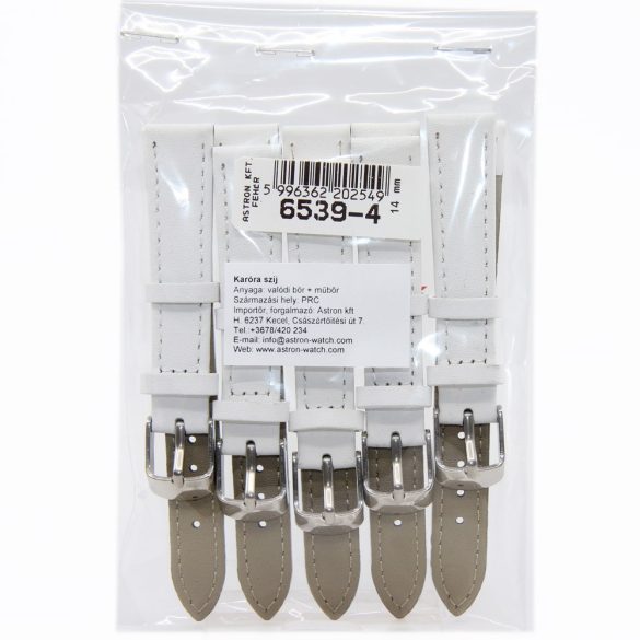 Karóra szíj, fehér színű, 65+105 mm/14 mm