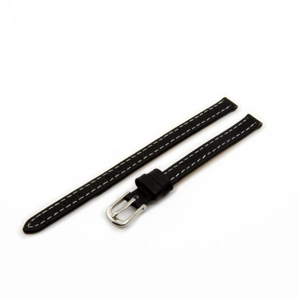 Karóra bőrszij, fekete színű, varrott szélű, 75+115/8 mm XL