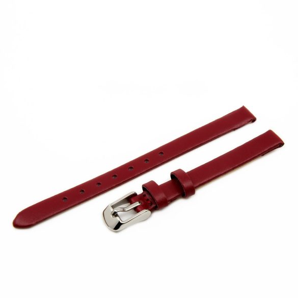 Karóra bőrszíj, varrás nélküli dizájn, bordó színű, 65+105 mm/8 mm