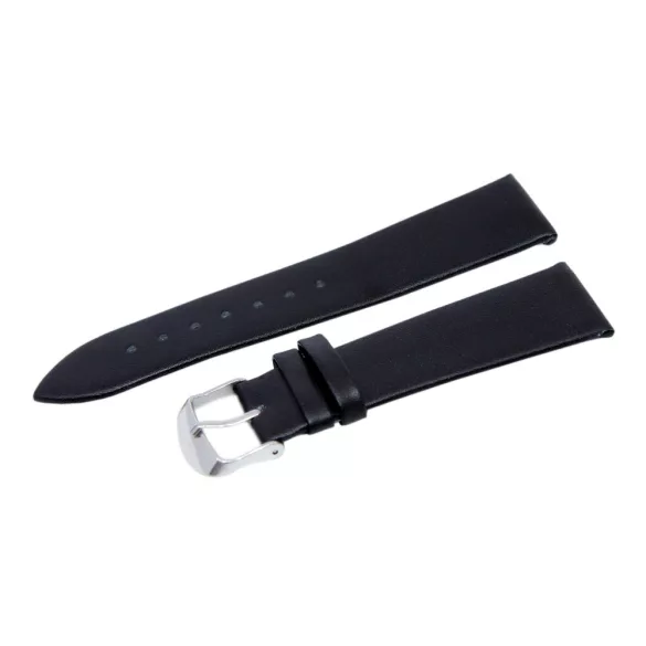 Karóra szíj, varrás nélküli, fekete színű bőrszíj, mérete 75+115 / 22 mm