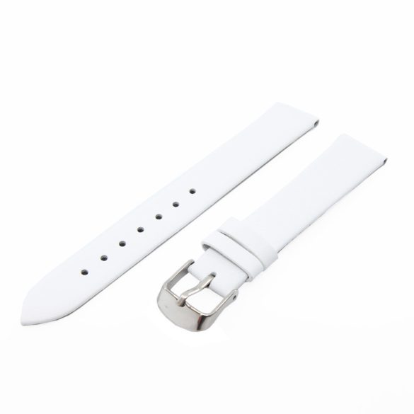 Karóra szíj, varrás nélküli, fehér színű bőrszíj, mérete 75+115/16 mm