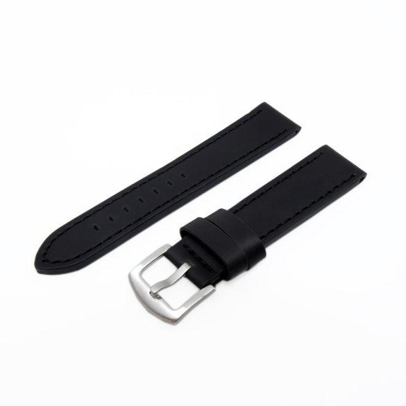 Karóra szíj, sportos varrott dizájn, fekete ezüst színű, mérete: 85+125 / 22 mm XL