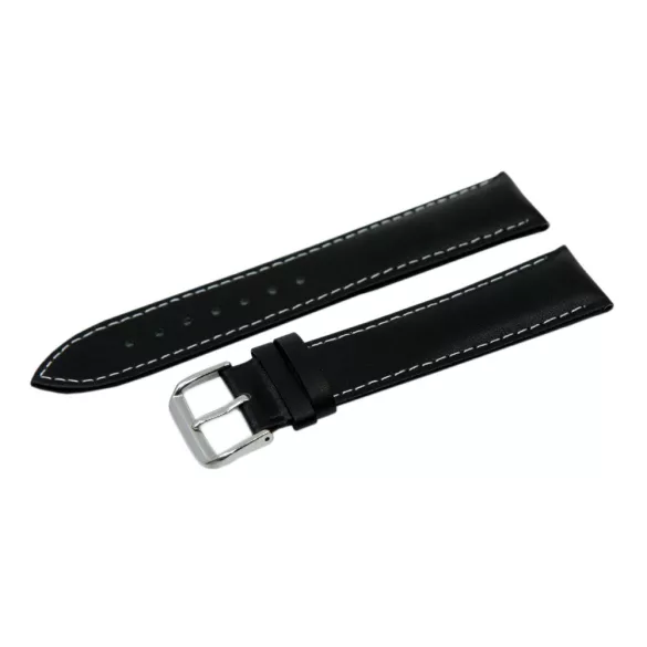 Karóra bőrszíj, fekete színű bőrszíj, 85+125 / 22 mm XL