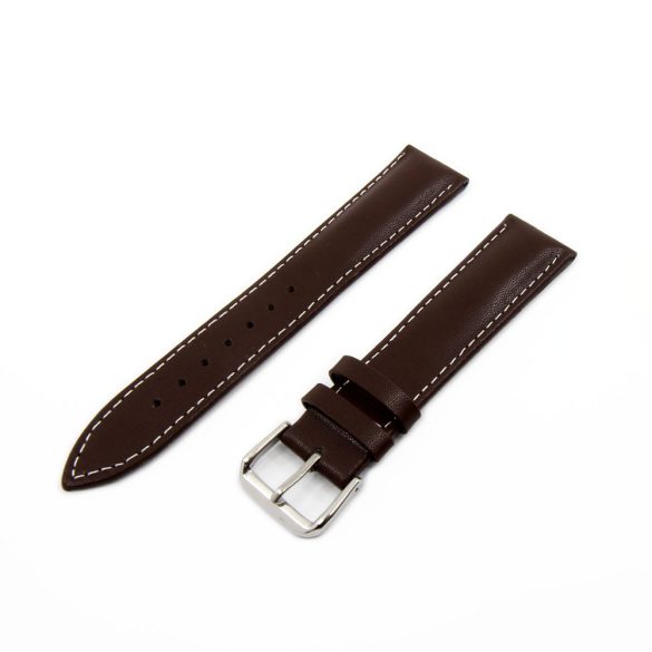Karóra bőrszíj, sportos varrott dizájn, barna színű, mérete 85+125/20 mm XL