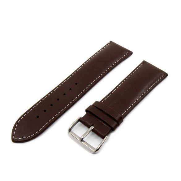 Karóra bőrszíj, sportos varrott dizájn, barna színű, mérete 85+125 / 26 mm XL