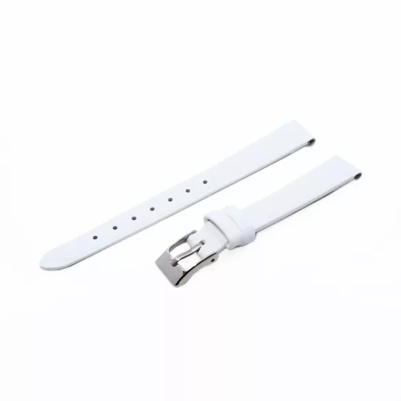 Karóra bőrszíj, varrás nélküli dizájn, fehér ezüst színű, 65+105 mm/12 mm