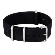 NATO óraszíj, egyrészes, fekete színű, 250 mm / 20 mm NATO óraszíj, egyrészes, fekete színű, 250 mm / 20 mm