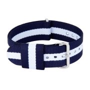 NATO óraszíj, egyrészes, kék / fehér színű csíkos, 250 mm / 20 mm NATO óraszíj, egyrészes, kék / fehér színű csíkos, 250 mm / 20 mm