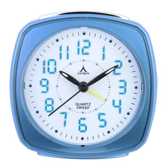 Astron ébresztőóra, quartz, kék színű műanyag tok, kék színű LED világítás, sweep (halk járású)
