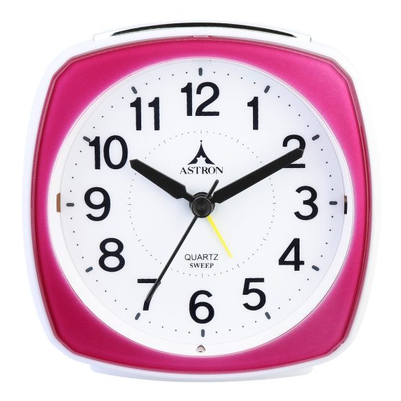 Astron ébresztőóra, quartz, rózsaszínű műanyag tok, sweep (halk járású)