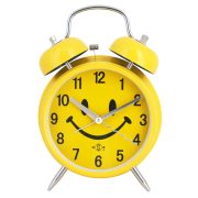 Merion fém ébresztőóra, quartz, sárga színű tok, smiley figurás számlap Merion fém ébresztőóra, quartz, sárga színű tok, smiley figurás számlap