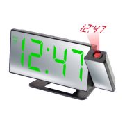 Projektoros asztali óra, fekete színű műanyag tok, zöld LED kijelzés Projektoros asztali óra, fekete színű műanyag tok, zöld LED kijelzés