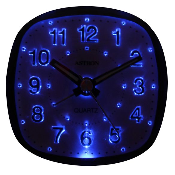 Astron ébresztőóra, quartz, fekete színű tok, kék LED-es számlap