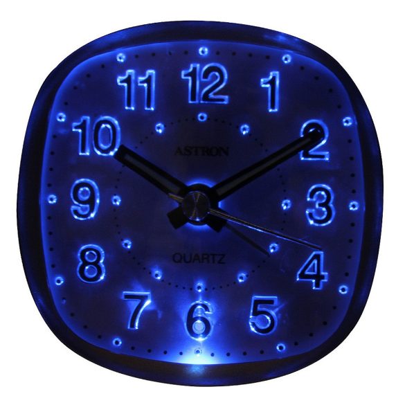 Astron ébresztőóra, quartz, piros színű tok, LED-es fehér számlap