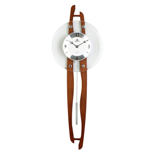 Merion ingás fa falióra, quartz, hangjelzés nélküli, tölgy színű tok, ezüst színű arab számos számlap