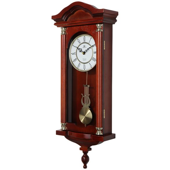 Pendulă MERION de lemn, mecanism quartz, bate 1/1, melodie westminster, culoare stejar