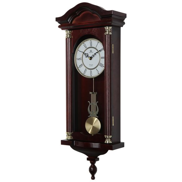 Pendulă MERION de lemn, mecanism quartz, bate 1/1, melodie westminster, culoare mahon