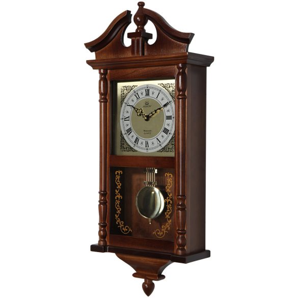 Pendulă MERION de lemn, mecanism quartz, bate 1/1, melodie westminster, culoare nuc