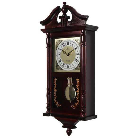 Pendulă MERION de lemn, mecanism quartz, bate 1/1, melodie westminster, culoare mahon