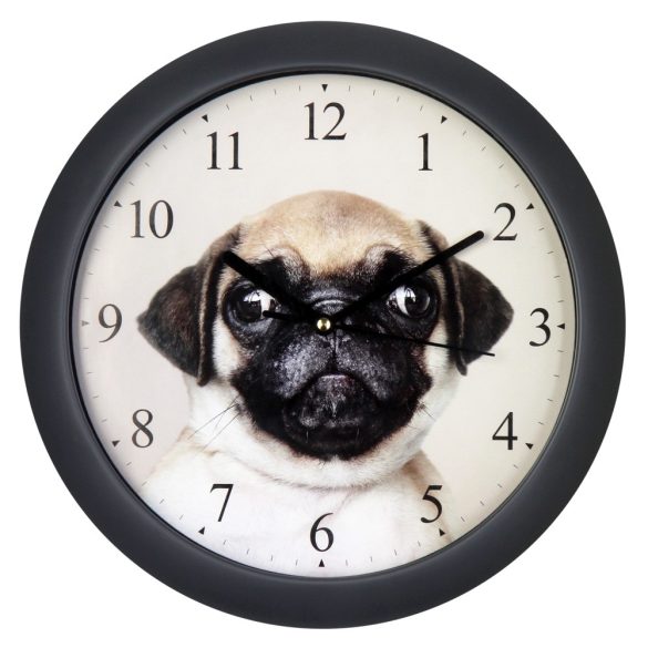 Merion falióra, quartz, fekete színű keret, kutyás számlap, sweep