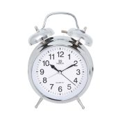   Ceas deșteptător metalic MERION, mecanism quartz, carcasă argintie