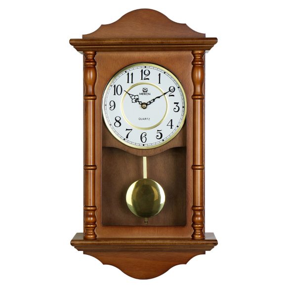 Merion ingás fa falióra, quartz, tölgy színű tok, fehér arab számos számlap