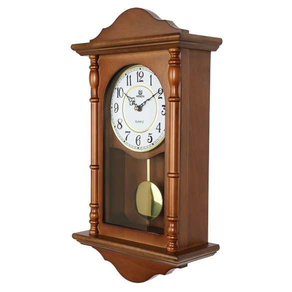 Merion ingás fa falióra, quartz, tölgy színű tok, fehér arab számos számlap