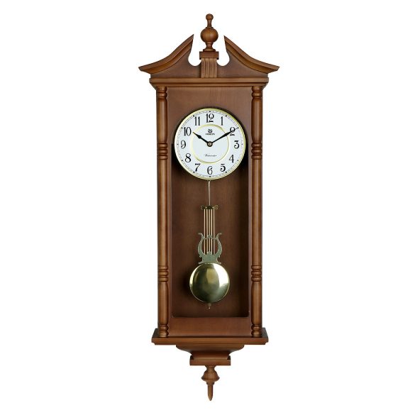 Merion ingás fa falióra, quartz, 1/1 westminster, dió színű, fehér arab számos számlap