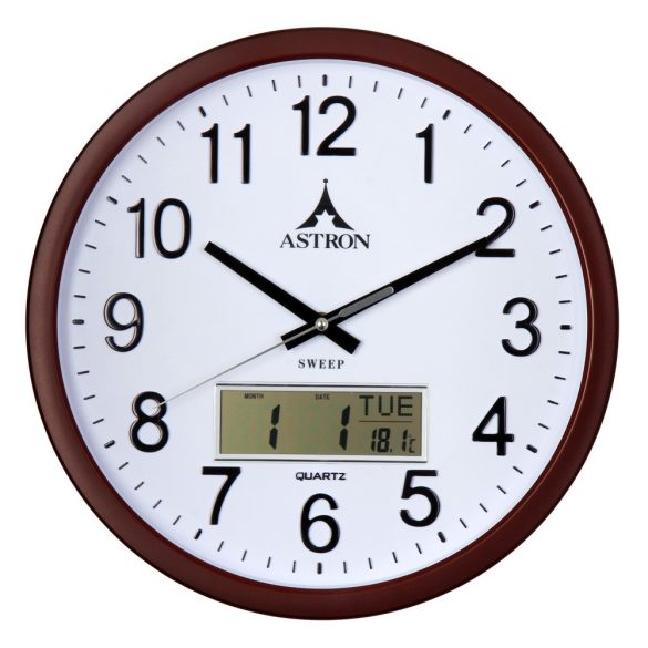Astron falióra, quartz, barna színű, LCD kijelzővel (dát, nap, hőmérséklet), sweep