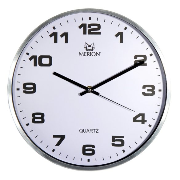 6714-8 Merion ceas de perete, quartz, argintiu, carcasa din metal, silențios