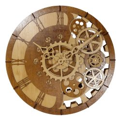   Astron 6725-0 ceas de perete din lemn, culoare naturală în formă rotundă, stil scheleton 