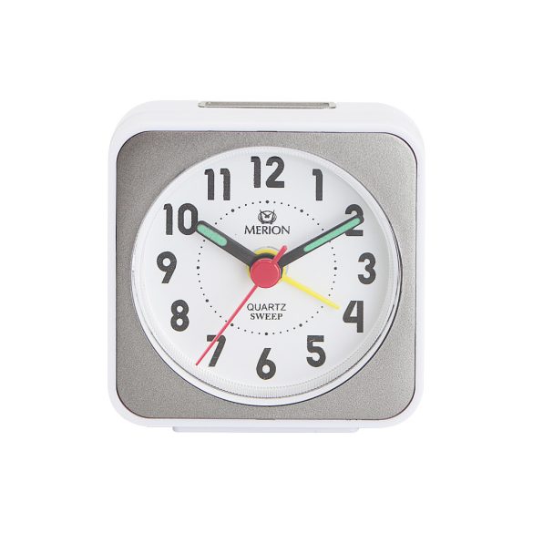 Ceas deșteptător MERION, mecanism quartz, culoare gri/alb, beep