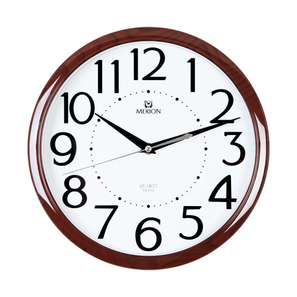 Merion falióra, quartz, barna fa mintás műanyag tok, fehér arab számos számlap, sweep szerkezet