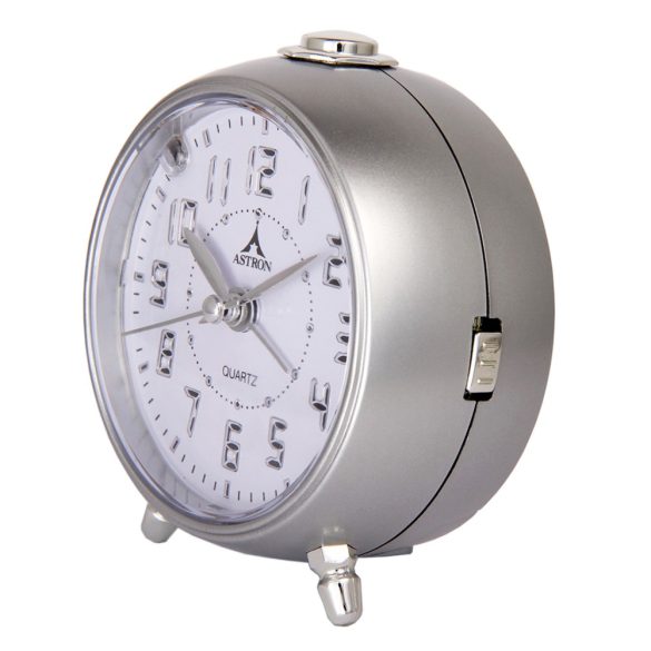 Ceas deșteptător Astron culoare argintie, lumină LED