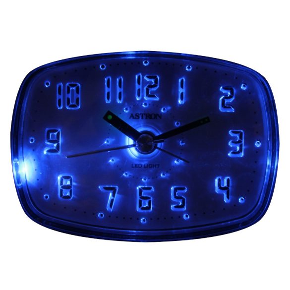 Astron 6763-2 ceas deșteptător, quartz, în culoare albastru cu lumină LED