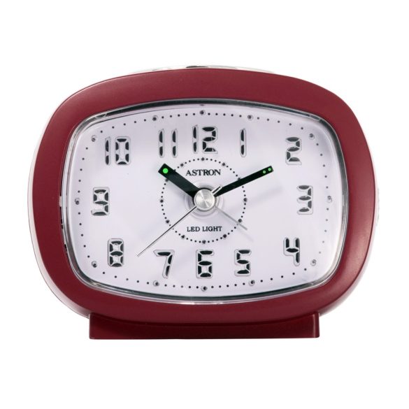 Astron 6763-5 ceas deșteptător, quartz, în culoare vișiniu cu lumină LED