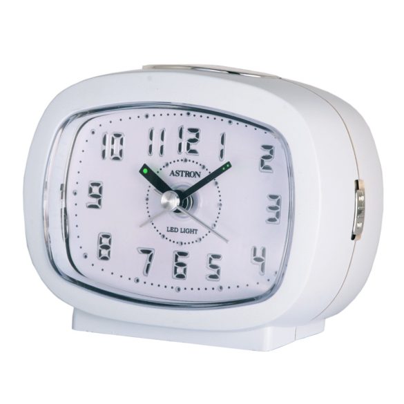Ceas deșteptător Astron, culoare albă, lumină LED
