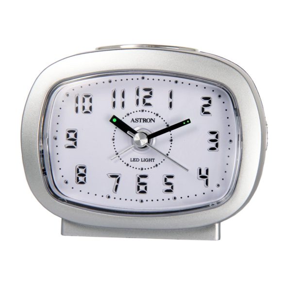 Ceas deșteptător Astron culoare argintie, lumină LED