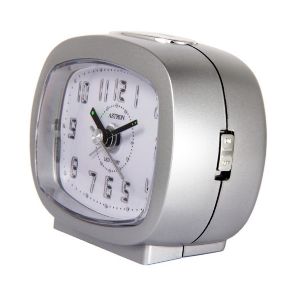 Ceas deșteptător Astron culoare argintie, lumină LED